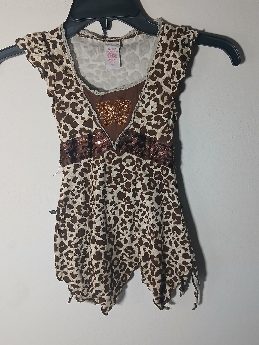 Brown Leopard-Print Sleeveless Little Girls Dress